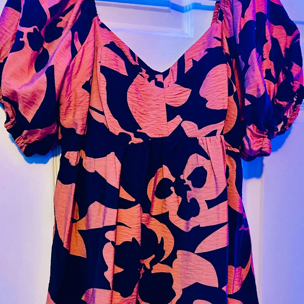 NEW W/TAGS, NINE WEST DRESS, BROWN AND BLACK PRINT, SIZE XL